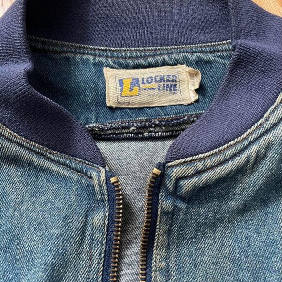 Vintage 1993 Chicago Bulls Zip Up Jean Jacket By Locker Line Sports Size Large - Picture 5 of 6